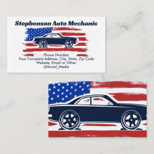 Vintage amerikanische Flagge Auto-Mechaniker-Servi Visitenkarte