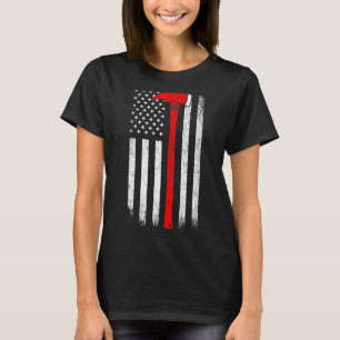 Vintage amerikanische Flagge Ax Thin Red Line Feue T-Shirt
