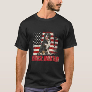 Vintage-Amerikanische-Flagge Berner-Sennenhund-Lie T-Shirt