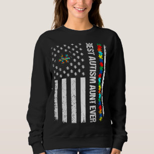 Vintage amerikanische Flagge Beste Autismus Tante Sweatshirt