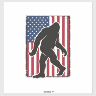 Vintage-amerikanische-Flagge Bigfoot-Silhouette Ve Aufkleber