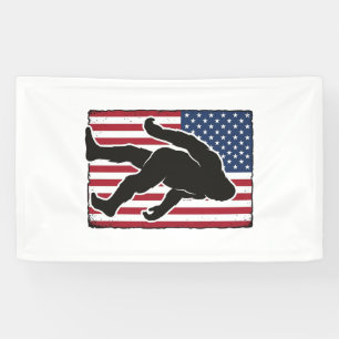 Vintage-amerikanische-Flagge-Bigfoot-Silhouette-Ve Banner