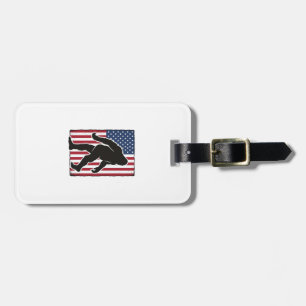 Vintage-amerikanische-Flagge Bigfoot-Silhouette Ve Gepäckanhänger