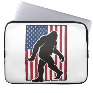 Vintage-amerikanische Flagge Bigfoot-Silhouette Ve Laptopschutzhülle