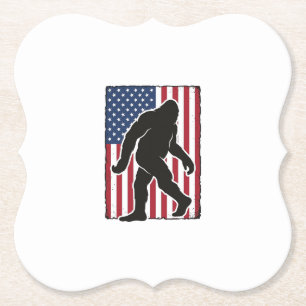Vintage-amerikanische-Flagge Bigfoot-Silhouette Ve Untersetzer