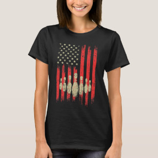 Vintage amerikanische Flagge Bowling Buttone Patri T-Shirt