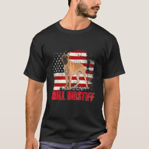 Vintage Amerikanische Flagge Bull Mastiff Hund T-Shirt