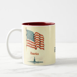 Vintage amerikanische Flagge Dankbarkeit Kaffee Ta Zweifarbige Tasse