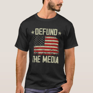 Vintage amerikanische Flagge Defundiere die Medien T-Shirt