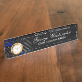 Vintage amerikanische Flagge der Blauen Linie Namensplakette (Seite)