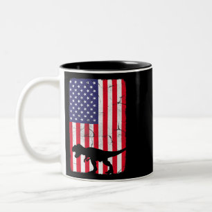 Vintage-Amerikanische-Flagge-Dinosaurier-4.-Juli-P Zweifarbige Tasse