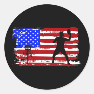 Vintage-Amerikanische-Flagge-Disc-Golf-Männer-Frau Runder Aufkleber