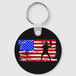 Vintage-Amerikanische-Flagge-Disc-Golf-Männer-Frau Schlüsselanhänger