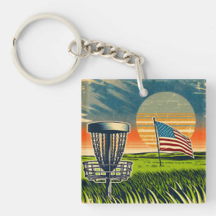Vintage-Amerikanische-Flagge-Disc-Golf-Vintage-Son Schlüsselanhänger