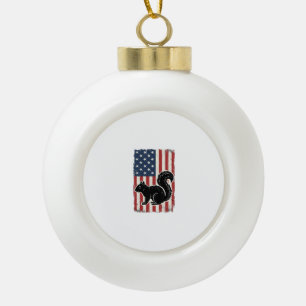 Vintage Amerikanische Flagge Eichhörnchen Patrioti Keramik Kugel-Ornament
