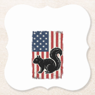 Vintage Amerikanische Flagge Eichhörnchen Patrioti Untersetzer