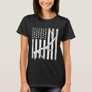 Vintage-Amerikanische-Flagge-Elchjagd-Funny-USA-Bo T-Shirt