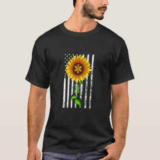 Vintage amerikanische Flagge Emt Sunflower Hippie  T-Shirt