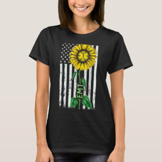 Vintage amerikanische Flagge Emt Sunflower Hippie  T-Shirt