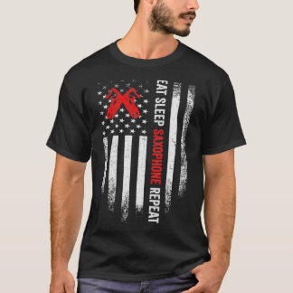 Vintage amerikanische Flagge essen Schlaf Saophon T-Shirt