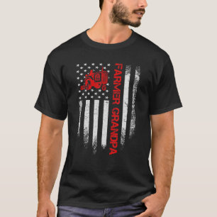 Vintage amerikanische Flagge Farm Landwirt Traktor T-Shirt