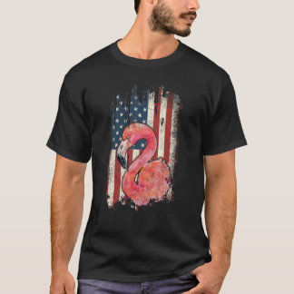 Vintage amerikanische Flagge Flamingo Patriotic 4. T-Shirt