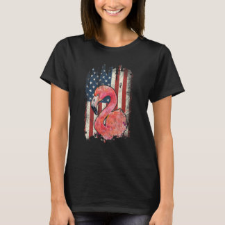 Vintage amerikanische Flagge Flamingo Patriotic 4. T-Shirt