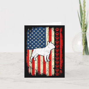 Vintage-amerikanische-Flagge-französische-Bulldogg Karte