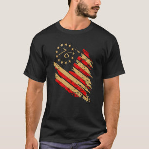 Vintage amerikanische Flagge gestört 1776 Patrioti T-Shirt