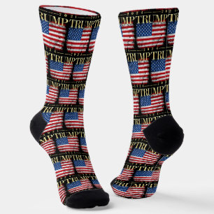 Vintage amerikanische Flagge Gold Trump 2024 Socken