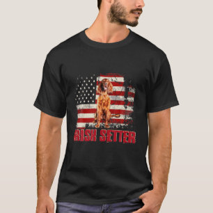 Vintage-amerikanische-Flagge-Irish-Setter-Hundefre T-Shirt