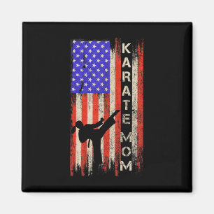 Vintage amerikanische Flagge Karate Mama Karateka Magnet