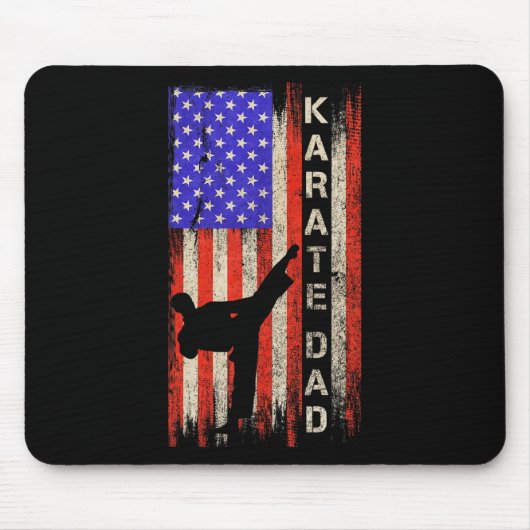 Vintage amerikanische Flagge Karate Vater Karateka Mousepad (Vorne)