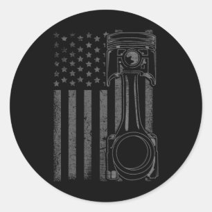 Vintage amerikanische Flagge Kolben Lustiges Muscl Runder Aufkleber