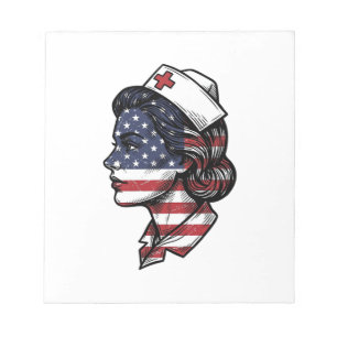 Vintage-amerikanische-Flagge-Krankenschwester-Prof Notizblock