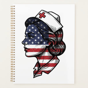Vintage-amerikanische-Flagge-Krankenschwester-Prof Planer