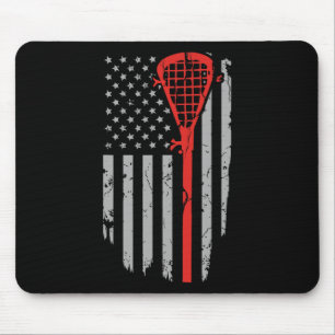 Vintage-Amerikanische-Flagge-Lacrosse-Jugendbeklei Mousepad