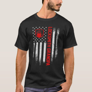 Vintage amerikanische Flagge Locksmith Karriere Op T-Shirt