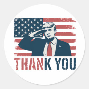 Vintage-amerikanische Flagge Lustiger Trump Danke Runder Aufkleber