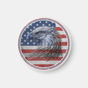 Vintage-amerikanische Flagge mit Adler im Distress Magnet
