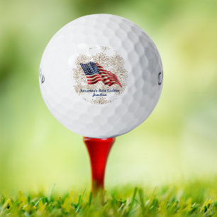 Vintage amerikanische Flagge mit Gold-Glitzer-Feue Golfball