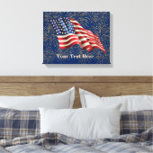 Vintage amerikanische Flagge mit Gold-Glitzer-Feue Leinwanddruck (Insitu (Schlafzimmer))