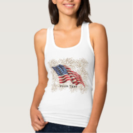 Vintage amerikanische Flagge mit Gold-Glitzer-Feue Tank Top