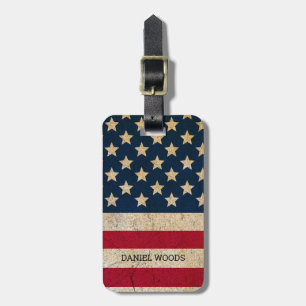 Vintage-amerikanische Flagge mit individuellem Nam Gepäckanhänger