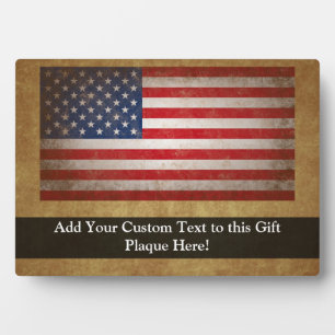 Vintage amerikanische Flagge mit individuellem Tex Fotoplatte