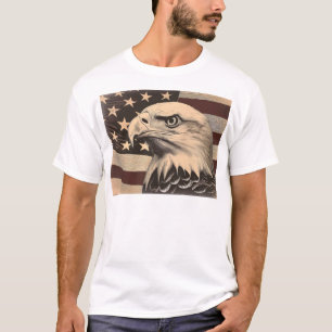 Vintage-amerikanische Flagge mit Weißkopfseeadler T-Shirt