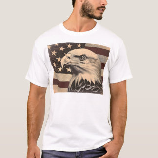 Vintage-amerikanische Flagge mit Weißkopfseeadler T-Shirt