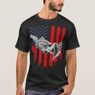 Vintage-Amerikanische-Flagge-Motocross T-Shirt