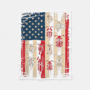 Vintage-amerikanische Flagge Motorrad Biker USA 4. Fleecedecke