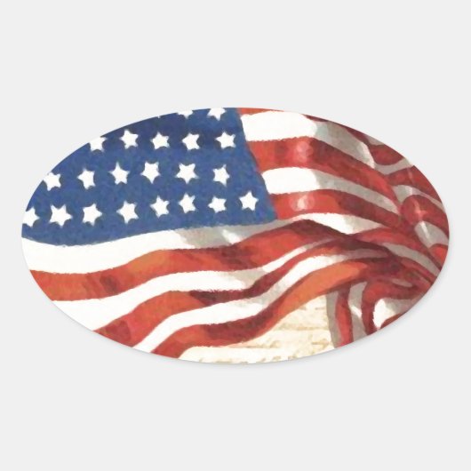 Vintage amerikanische Flagge Ovaler Aufkleber (Vorderseite)
